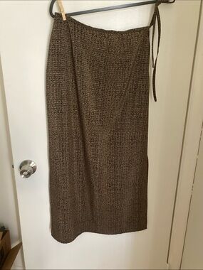 Casual Corner Brown Textured Tie-Waist Midi Skirt